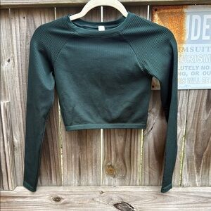 Dark Green Long Sleeve Crop Top